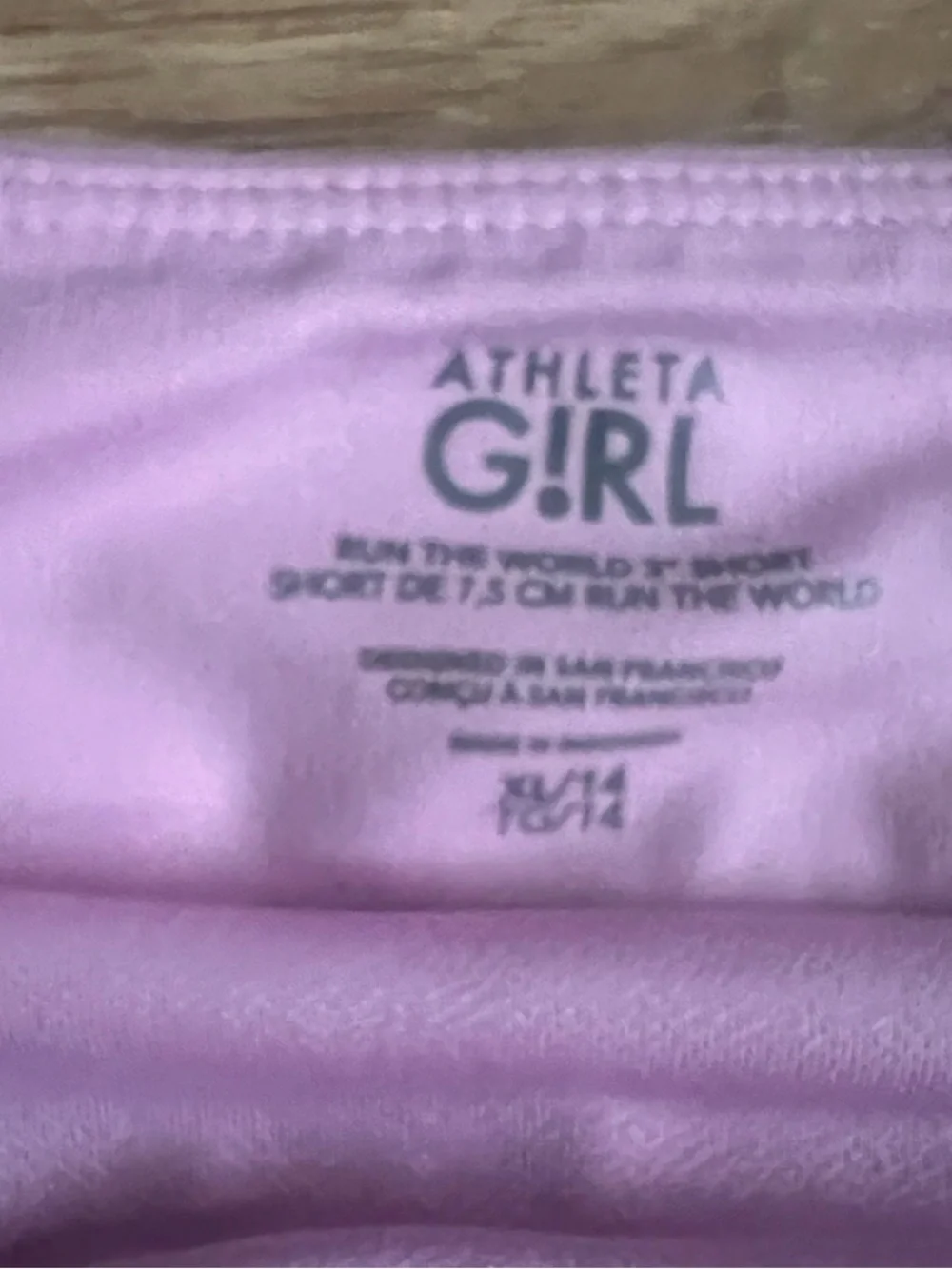 Athleta Girl Run The World 3” Shorts   Size XL / 14  Pink & Blue-Gray Tie-Dye